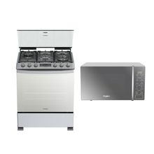 Combo Cocina Al Piso Gas LP 30" y Microondas 20lt Silver acabado en espejo